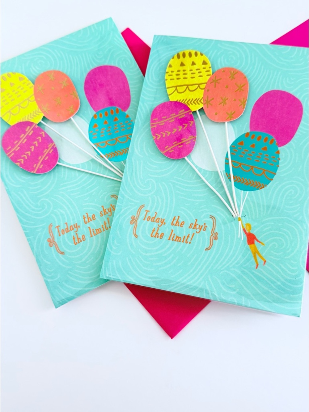 Turquoise Birthday Card with Multicolor Balloon Bouquet - Picture 2 of 4